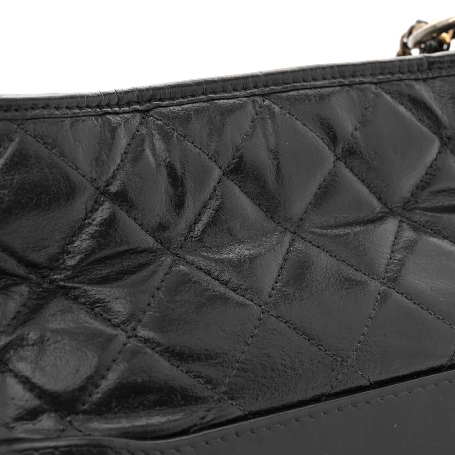 Aged Calfskin Quilted Small Gabrielle Hobo Black
