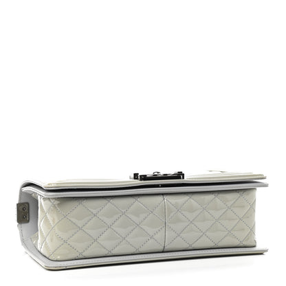 Chanel Patent Chevron Quilted Medium Boy Flap Grey 3 of 8