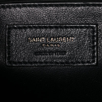 Saint Laurent Grain De Poudre Textured Mixed Matelasse Triquilt Medium Monogram Satchel Black 6 of 11