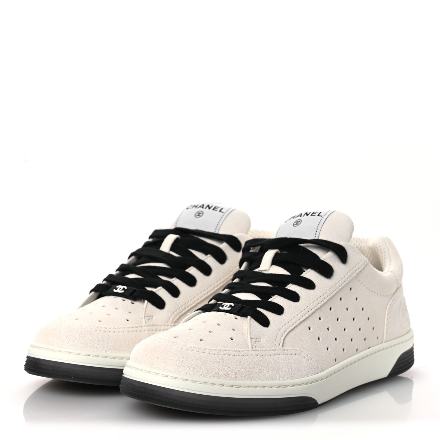 Suede Calfskin Logo Sneakers 40 Black White