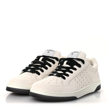 Chanel Suede Calfskin Logo Sneakers 40 Black White 4 of 11