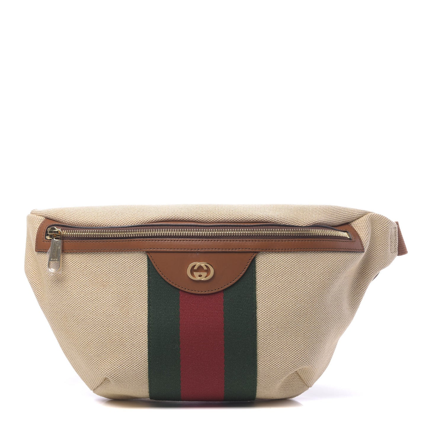 Vintage Canvas Web Belt Bag Sand Cuir