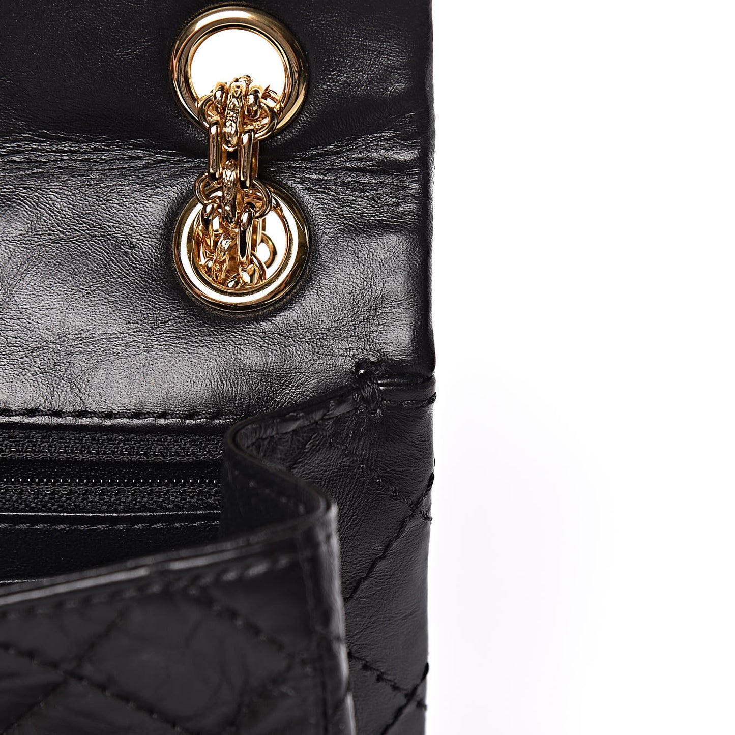 Aged Calfskin Quilted 2.55 Reissue Mini Flap Black