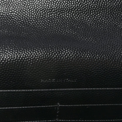Saint Laurent Grain De Poudre Matelasse Chevron Monogram Envelope Chain Wallet Black 7 of 10