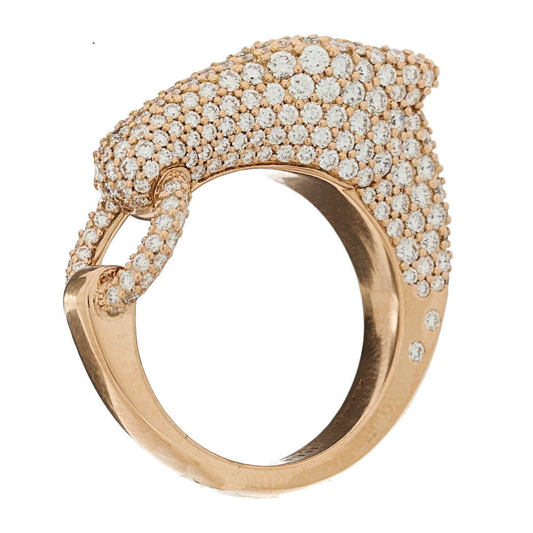 18K Rose Gold Diamond Galop Pave Ring 53 6.5