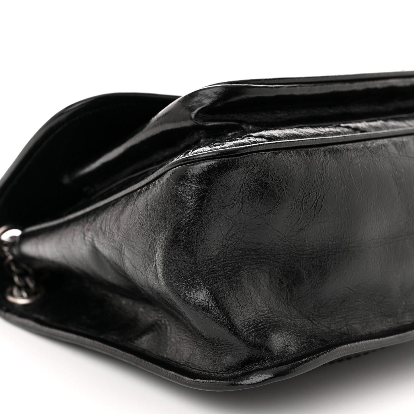 SAINT LAURENT Crinkled Calfskin Matelasse Monogram Medium Niki Chain Satchel Black