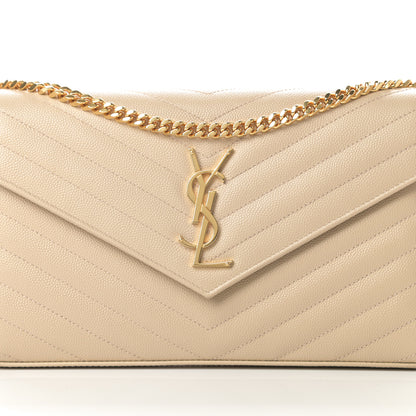 Saint Laurent Grain De Poudre Matelasse Chevron Monogram Chain Wallet Nude Powder 9 of 11