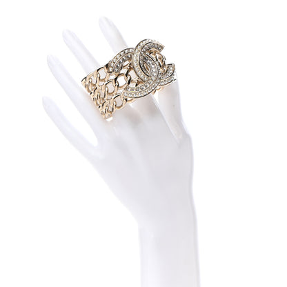 Chanel Crystal Pearl Chain CC Cuff Gold 2 of 5