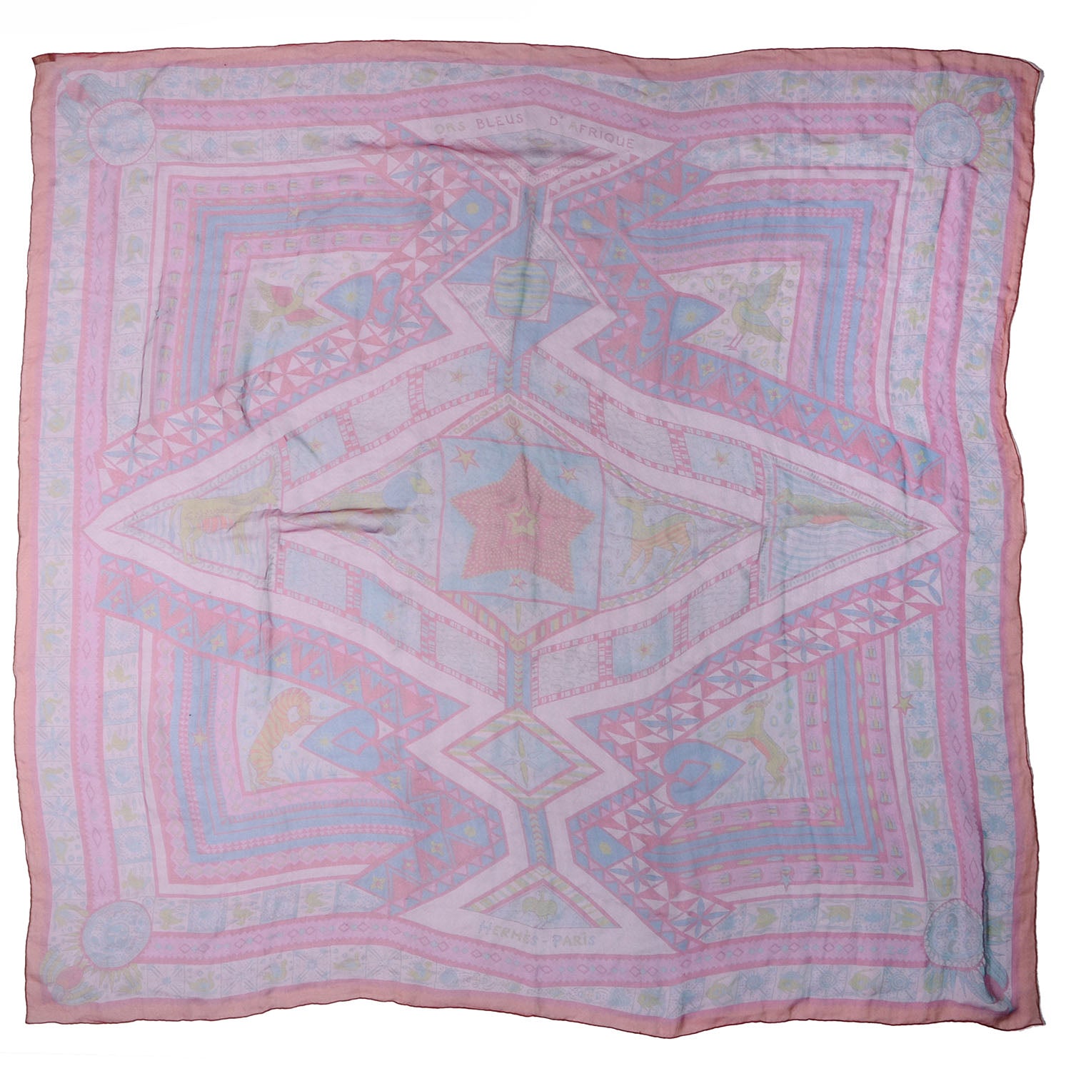 Hermes Silk Mousseline Ors Blues d'Afrique 140 Shawl 3 of 6