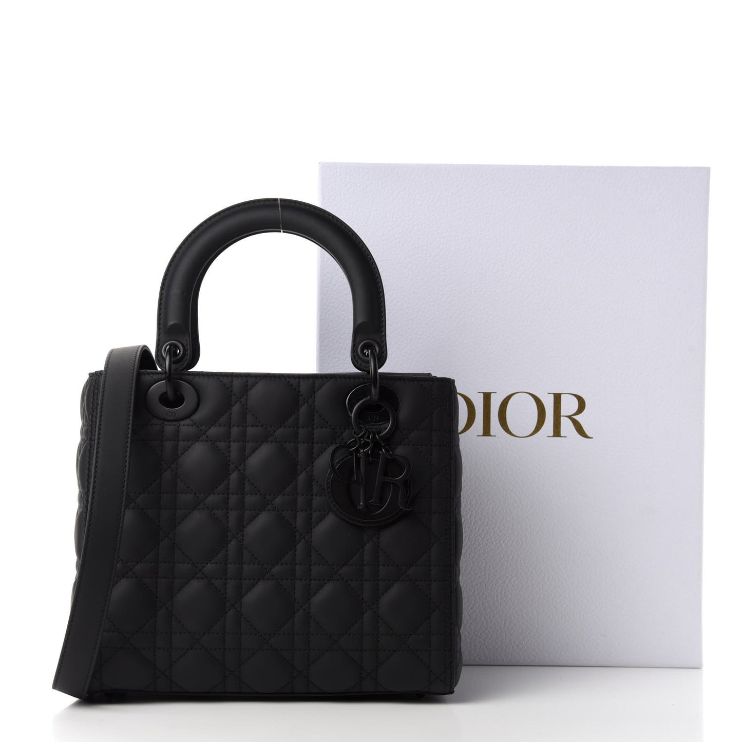 Ultra Matte Calfskin Cannage Medium Lady Dior Black