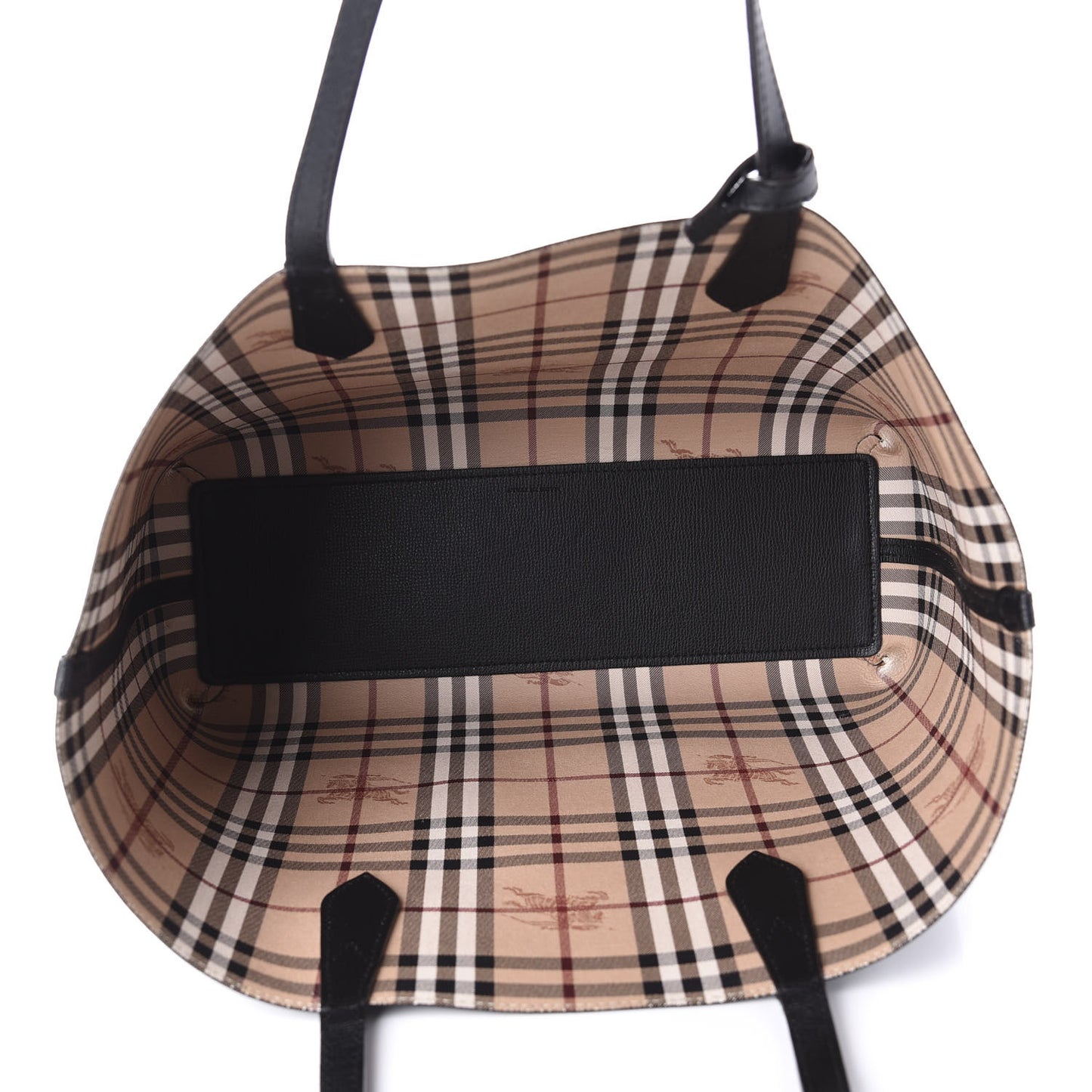 Grainy Calfskin Haymarket Check Medium Reversible Tote Black