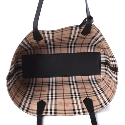 Burberry Grainy Calfskin Haymarket Check Medium Reversible Tote Black 10 of 22
