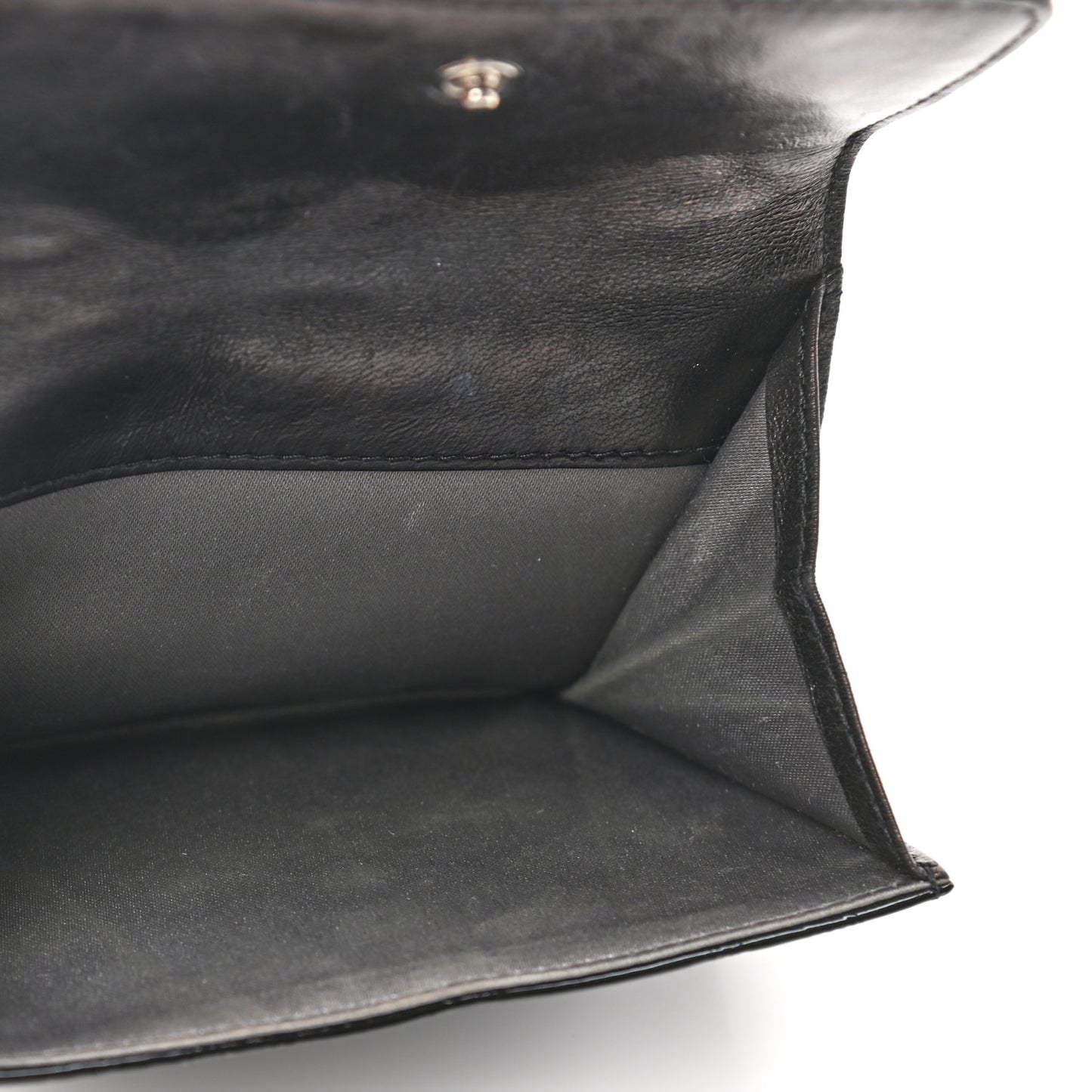 Patent Calfskin Lucky Symbols Compact French Flap Wallet Black