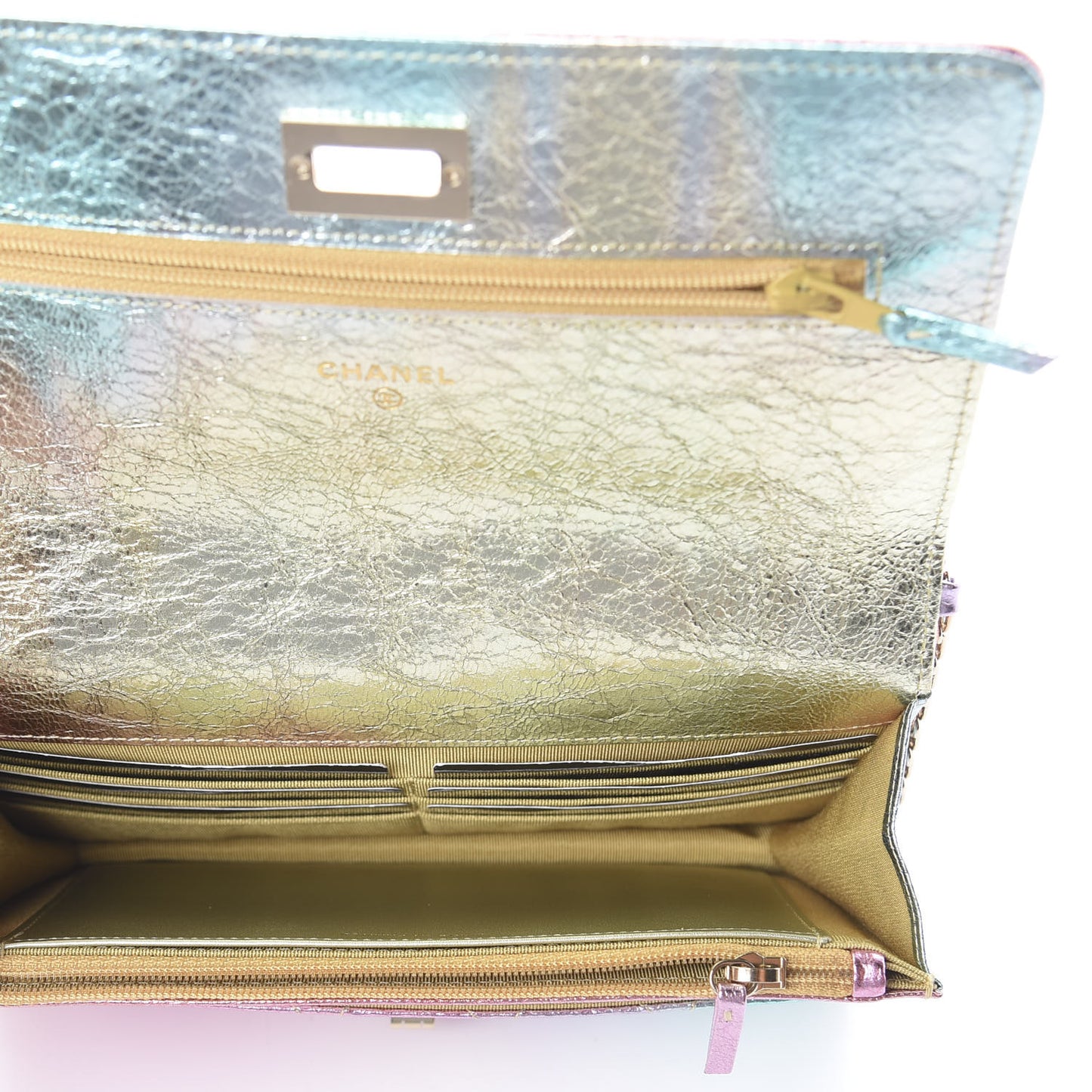 Metallic Goatskin Quilted 2.55 Reissue Wallet on Chain WOC Multicolor