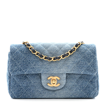 Chanel Washed Denim Quilted Mini Rectangular Flap Blue 1 of 11