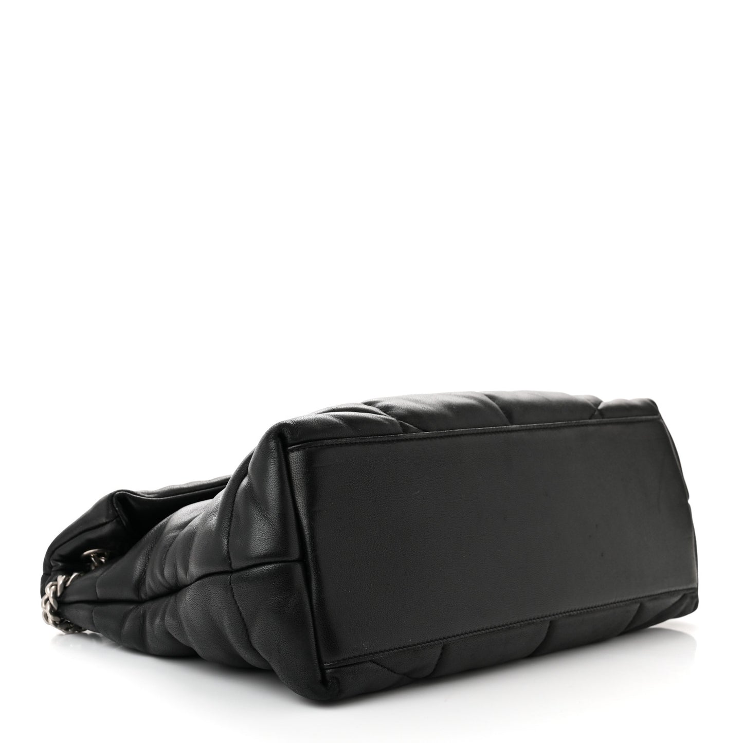 Lambskin Quilted Medium Loulou Puffer Monogram Chain Satchel Black