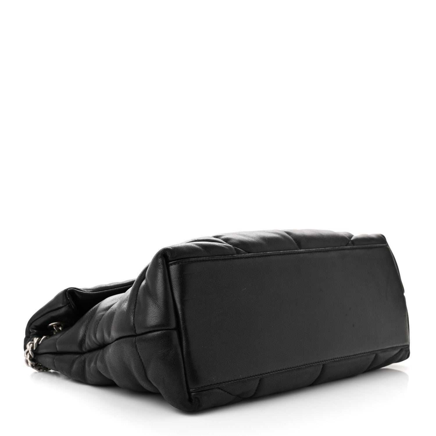 Saint Laurent Lambskin Quilted Medium Loulou Puffer Monogram Chain Satchel Black 4 of 10