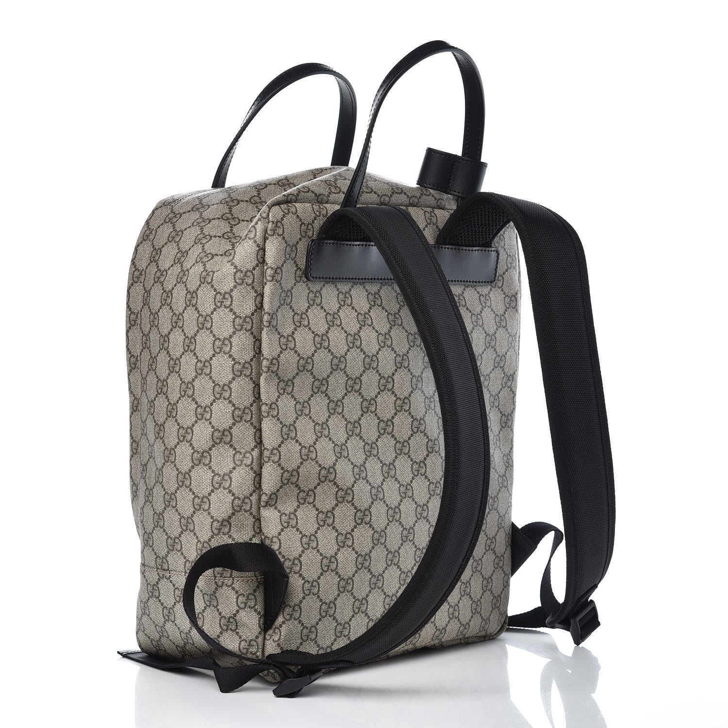 Gucci Soft GG Supreme Monogram Appia Calfskin Web Tote Backpack Beige Ebony Black 3 of 10