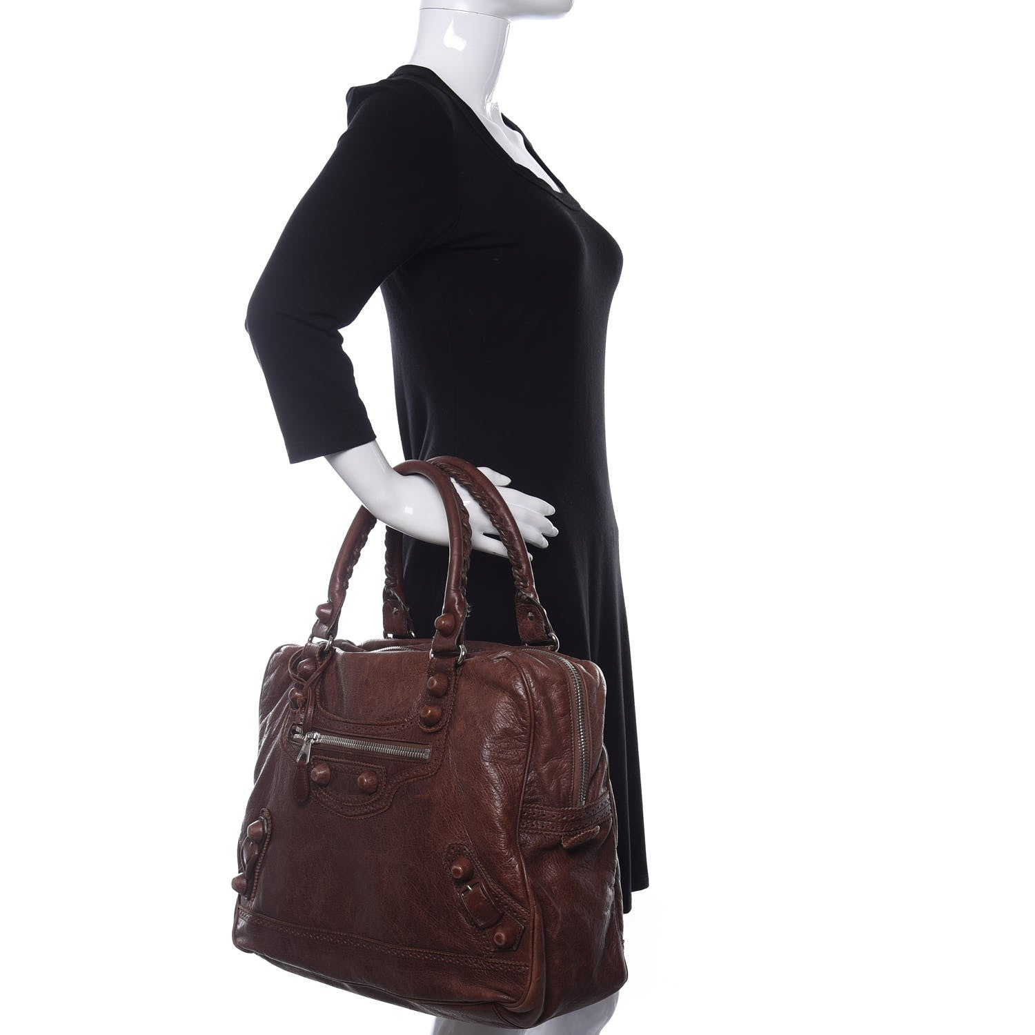 Balenciaga Agneau Giant Brogues Hardware Office Tote Chocolate Brown 2 of 14