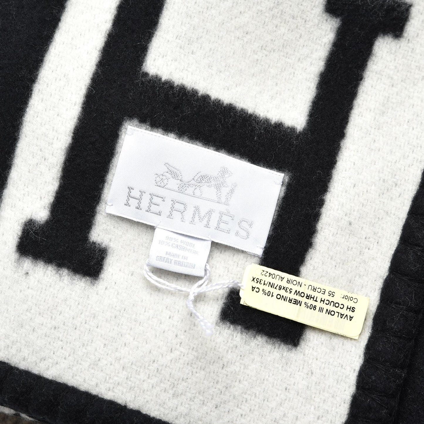 Wool Cashmere Avalon III Blanket Ecru Black