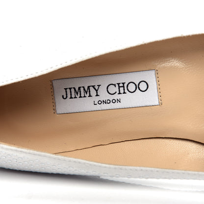 Jimmy Choo Shiny Calfskin Ministud Gala Bow Flats 40 White 8 of 9