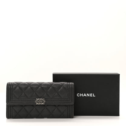 Chanel Metallic Caviar Quilted Boy Flap Wallet Black 10 of 10