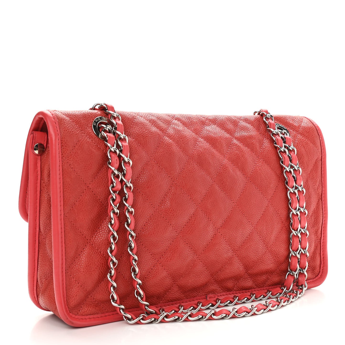 Caviar Quilted Medium French Riviera Flap Red