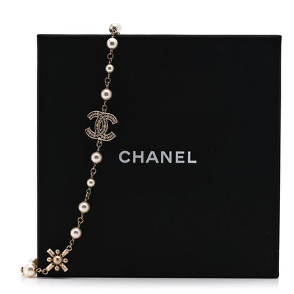 Chanel Crystal Baguette Pearl CC Cross Short Necklace Gold 6 of 6