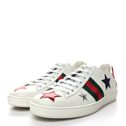 Gucci Calfskin Ayers Web Star Embroidered Womens Ace Sneakers 40 White Multi 3 of 8