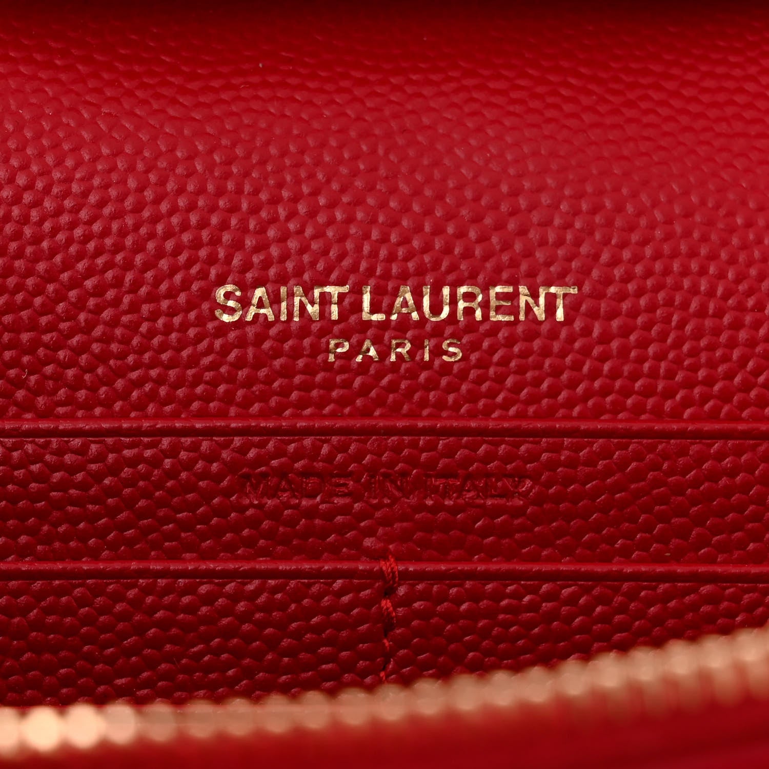 Saint Laurent Grain De Poudre Matelasse Chevron Monogram Chain Wallet New Red 6 of 10