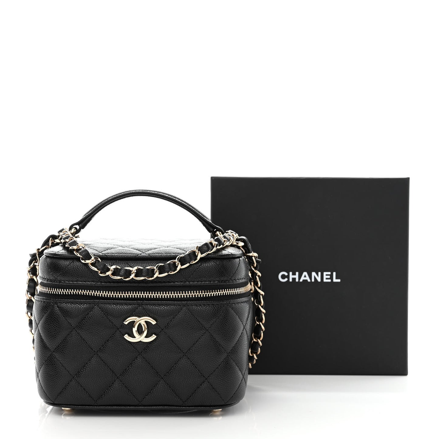 Caviar Quilted Small CC Vanity Case Black