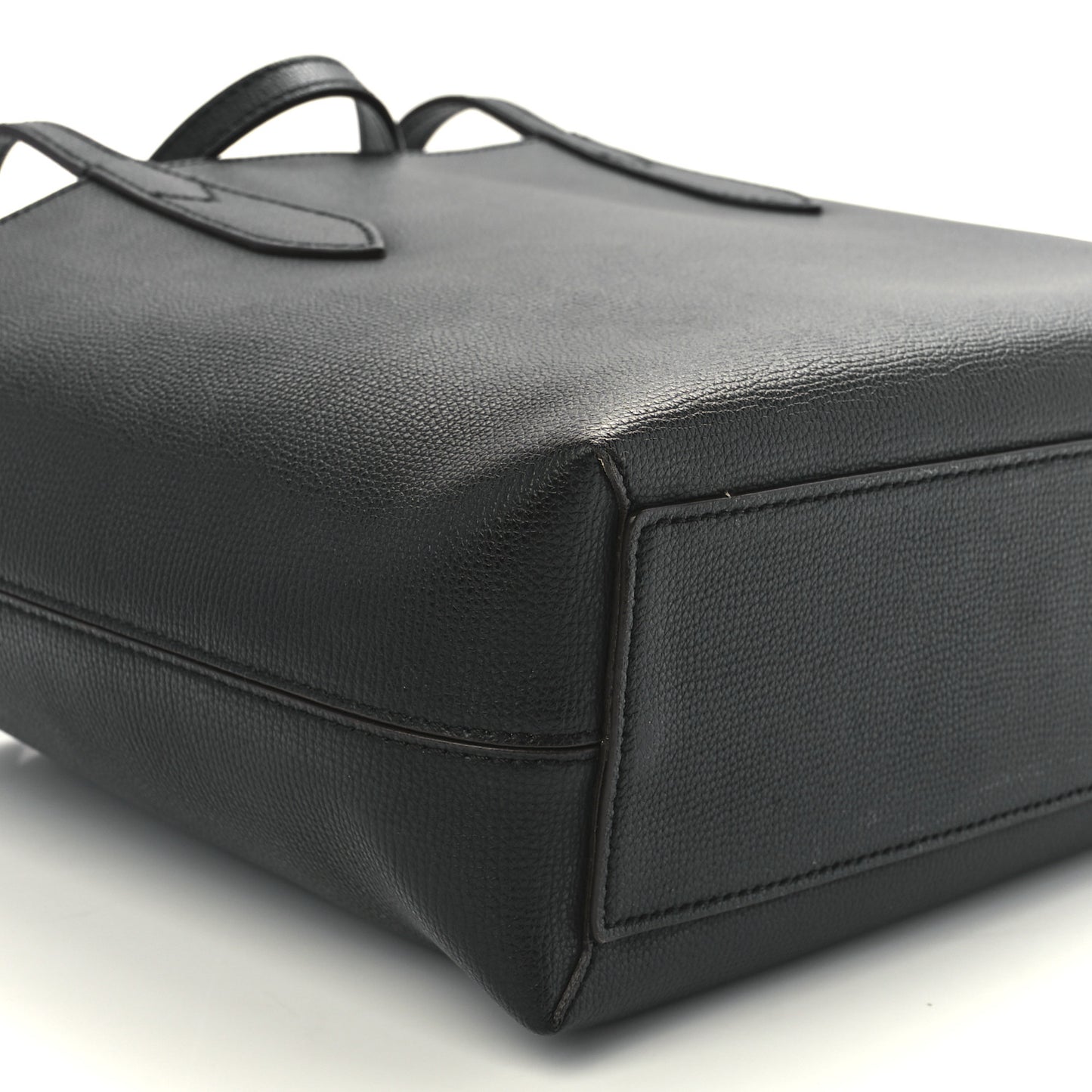 Grainy Calfskin Haymarket Check Medium Reversible Tote Black
