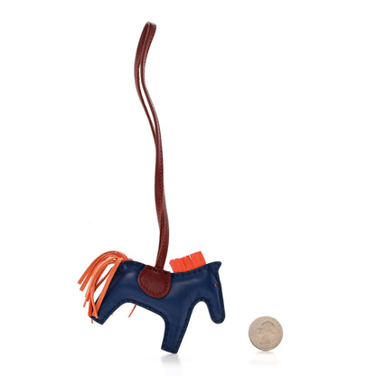 Hermes Milo Lambskin Grigri Rodeo Horse Bag Charm PM Bleu de Malte Rouge H Peony 2 of 5