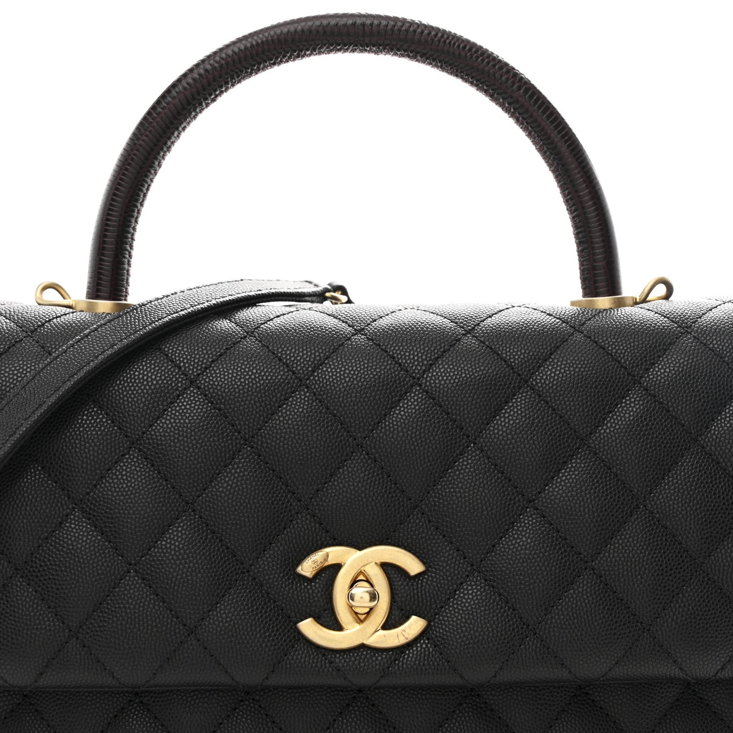 Chanel Caviar Lizard Quilted Medium Coco Handle Flap Black 9 of 11