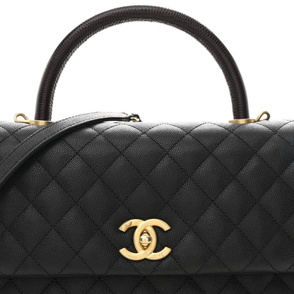 Chanel Caviar Lizard Quilted Medium Coco Handle Flap Black 9 of 11
