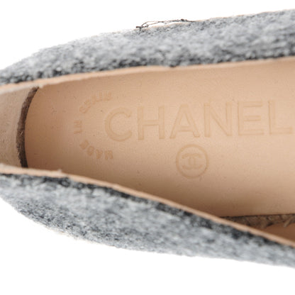 Chanel Tweed Velvet CC Espadrilles 38 Grey Black 7 of 8