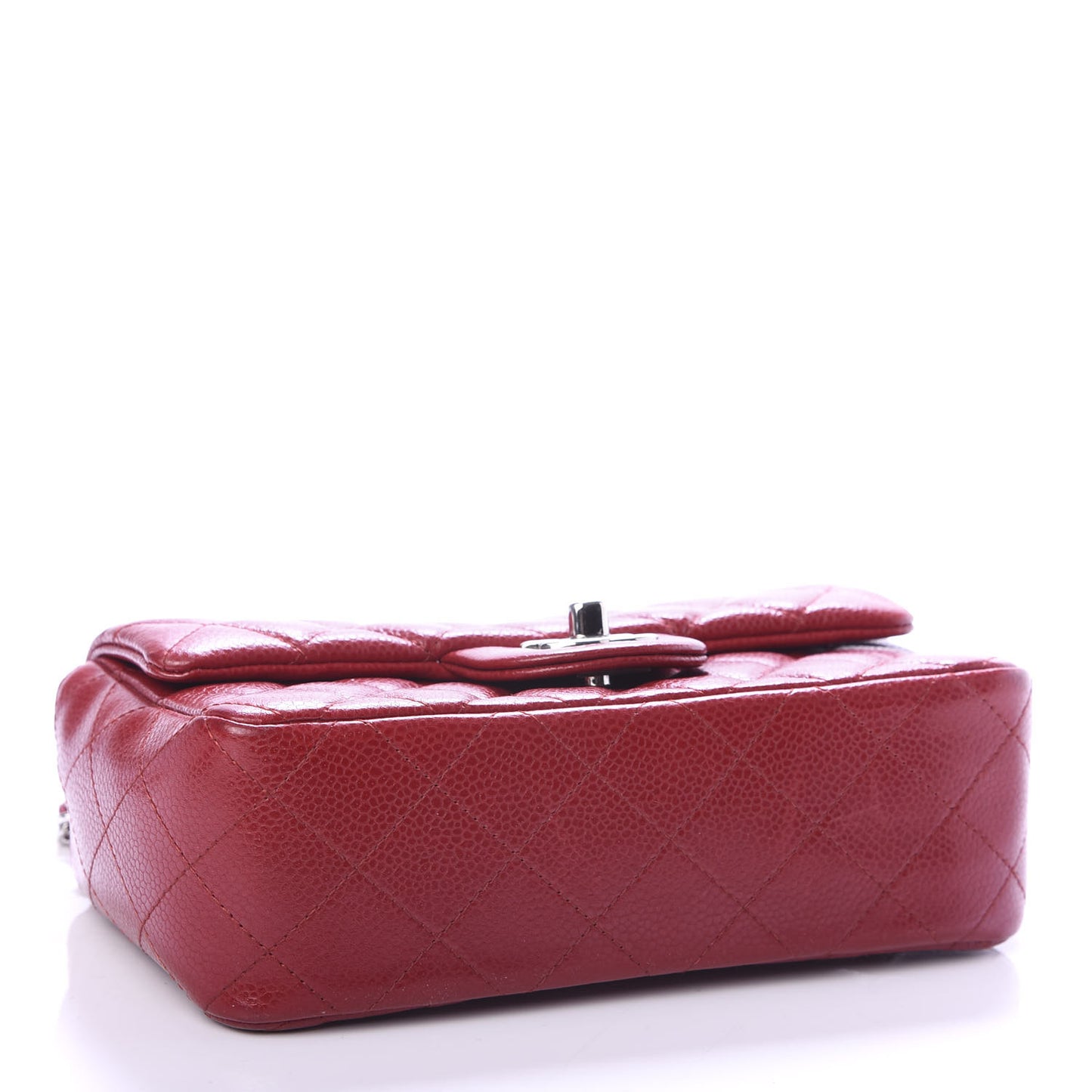 Caviar Quilted Mini Rectangular Flap Dark Red