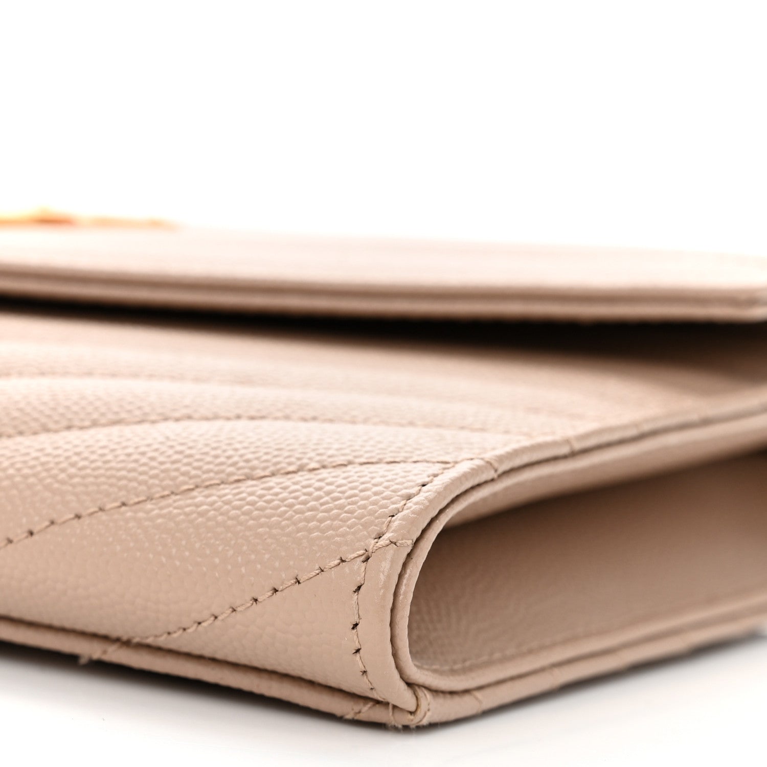 Saint Laurent Grain De Poudre Matelasse Chevron Monogram Envelope Clutch Dark Beige 10 of 11