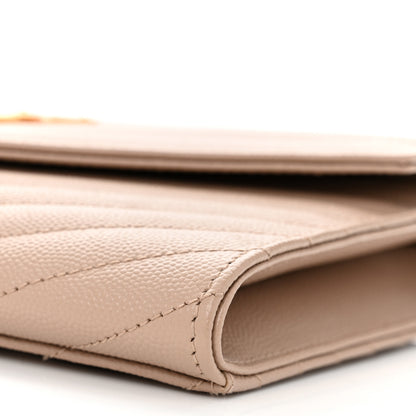 Saint Laurent Grain De Poudre Matelasse Chevron Monogram Envelope Clutch Dark Beige 10 of 11
