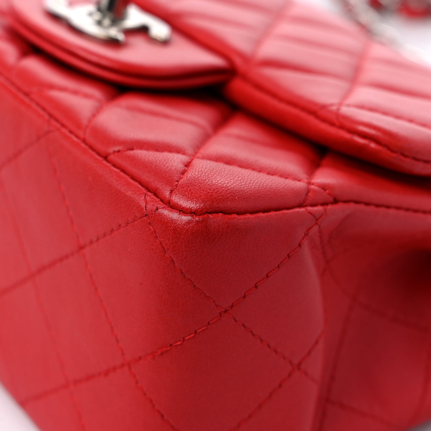 Lambskin Quilted Mini Square Flap Red