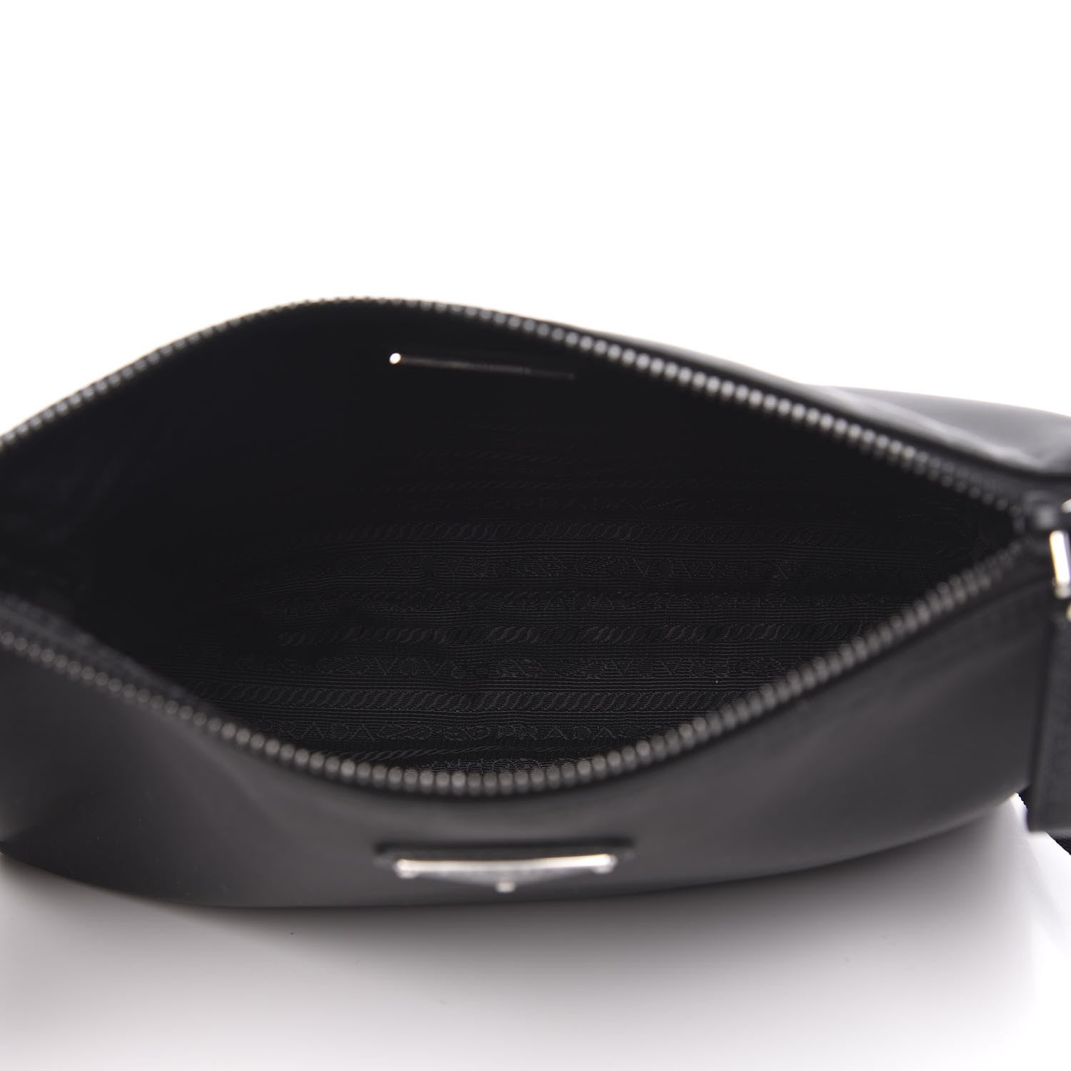 Prada Tessuto Nylon Saffiano Pocket Zippered Shoulder Bag Black 5 of 9
