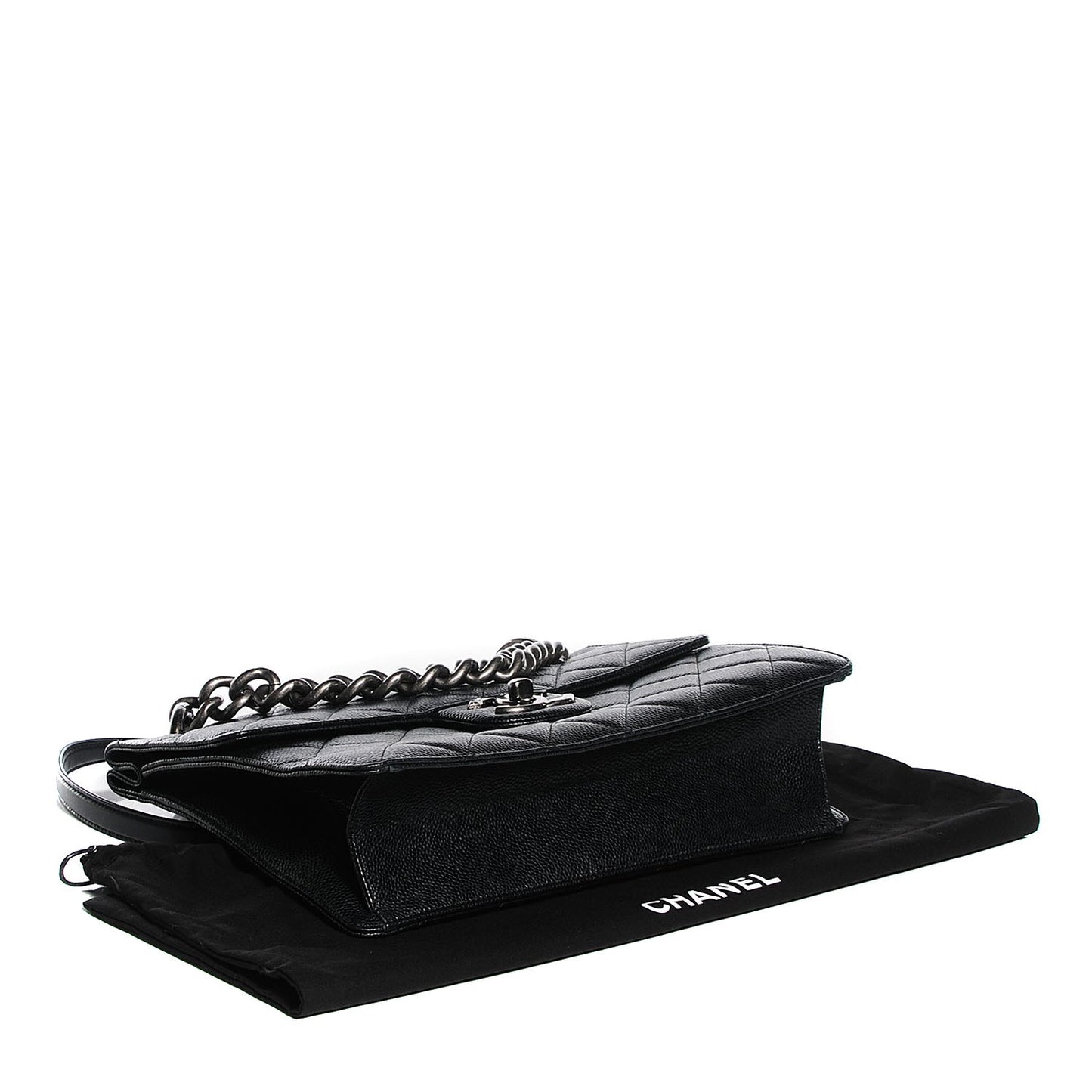 Caviar Quilted Large Retro Class Flap Black