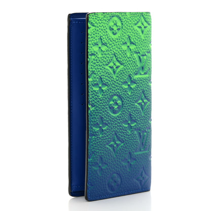 Louis Vuitton Taurillon Illusion Brazza Wallet Bleu Vert 3 of 9