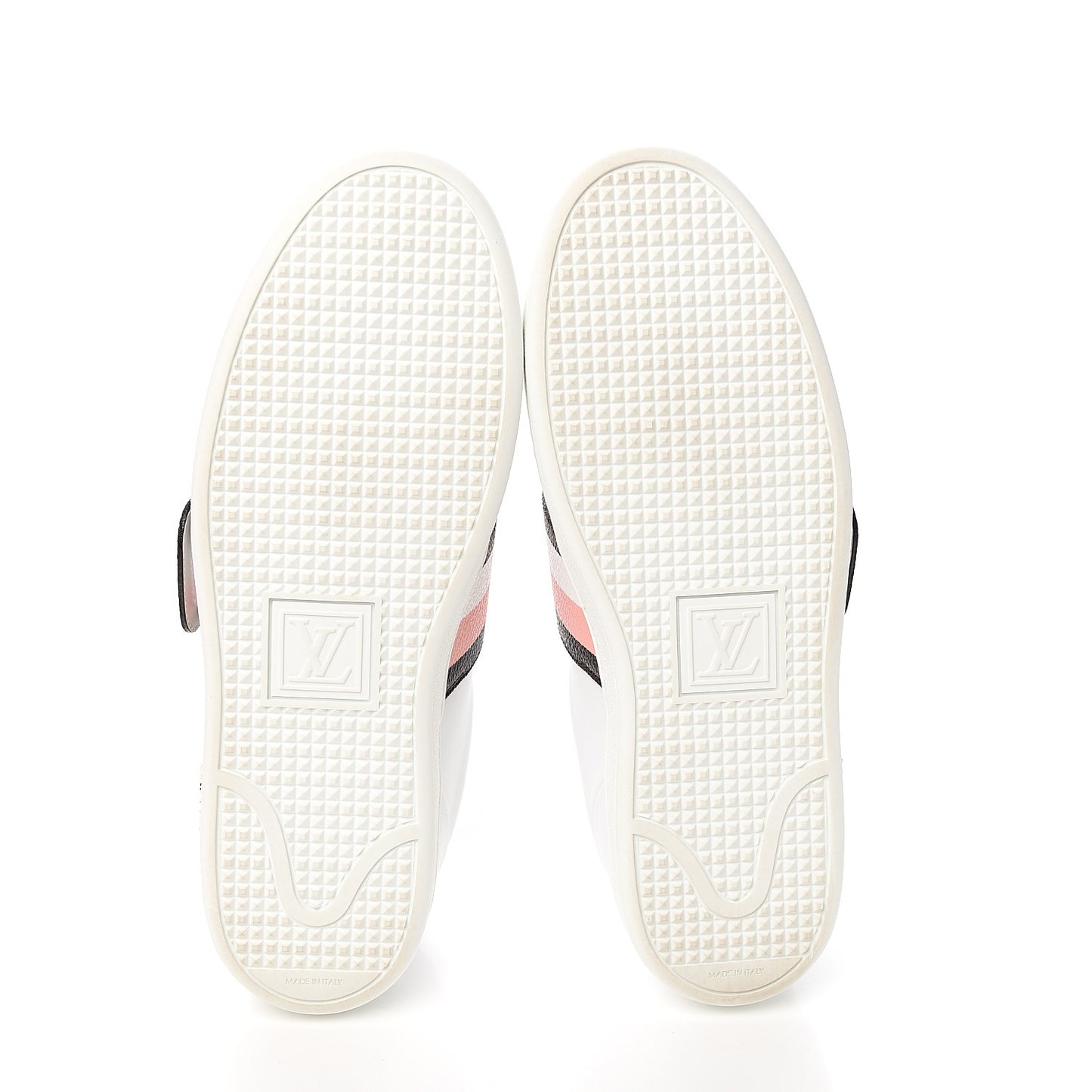 Calfskin Monogram Striped Frontrow Sneakers 39 White