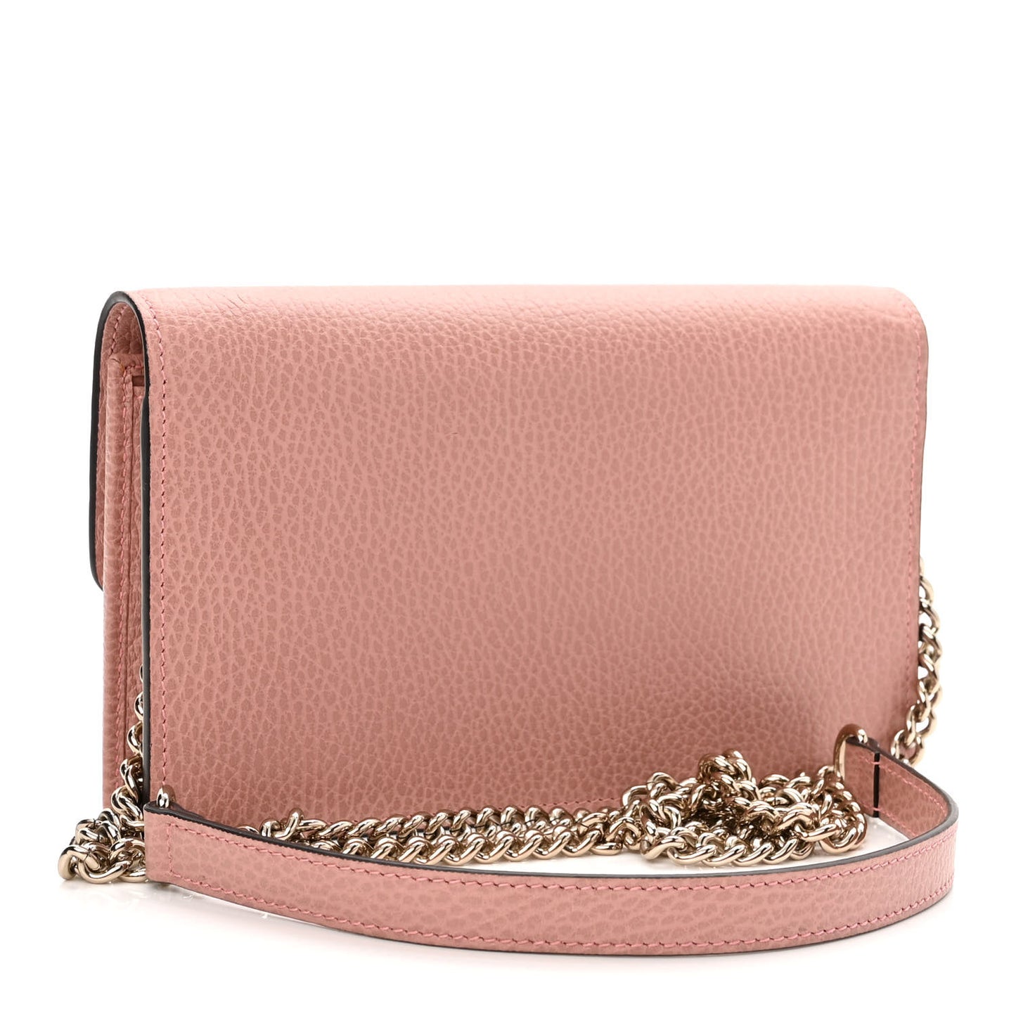 Dollar Calfskin Interlocking G Chain Wallet Soft Pink
