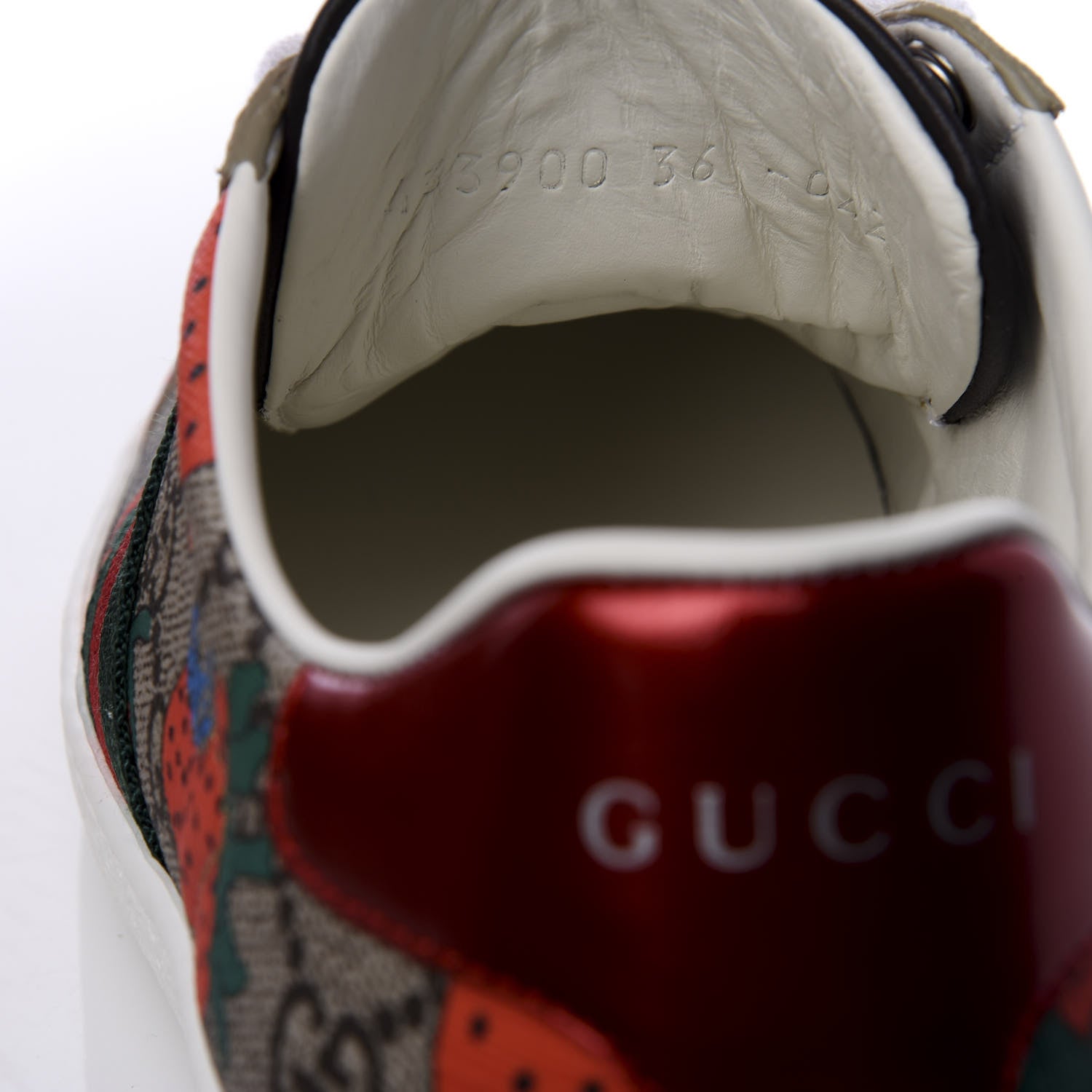 Gucci GG Supreme Monogram Strawberry Web Womens Ace Sneakers 36 Beige Multicolor Red Green 9 of 10