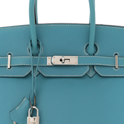 Hermes Taurillon Clemence Birkin 35 Blue Jean 8 of 20