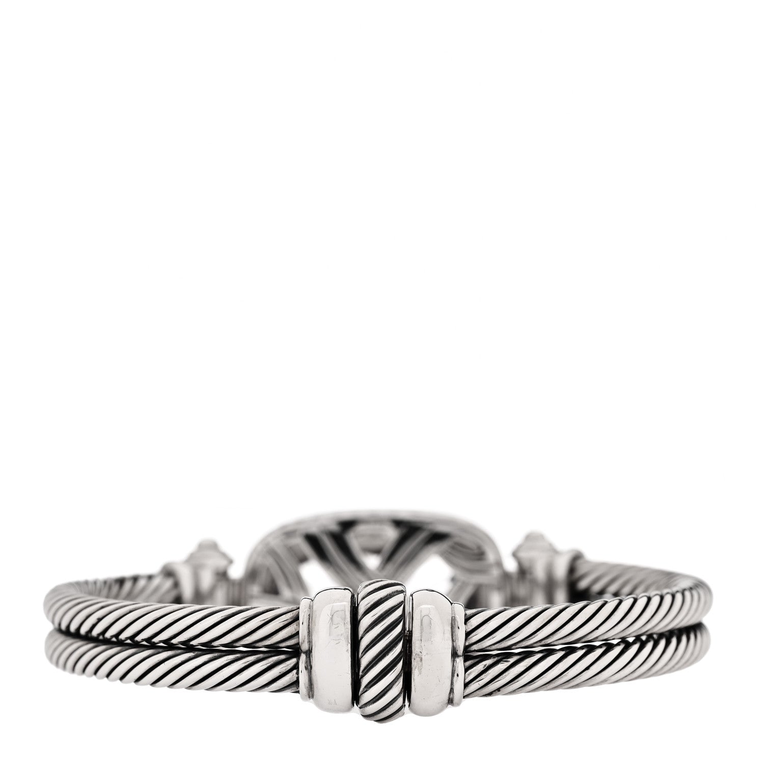 David Yurman Sterling Silver Diamond Amethyst Elongated Albion Cable Bracelet 2 of 3