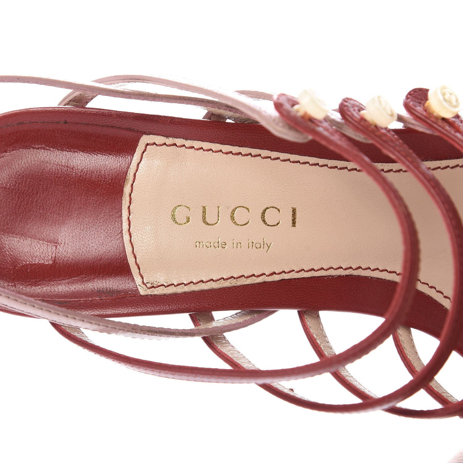 Gucci Malaga Kid Aneta Ladder-Strap 95mm Sandals 37.5 Carmine Rose 7 of 8