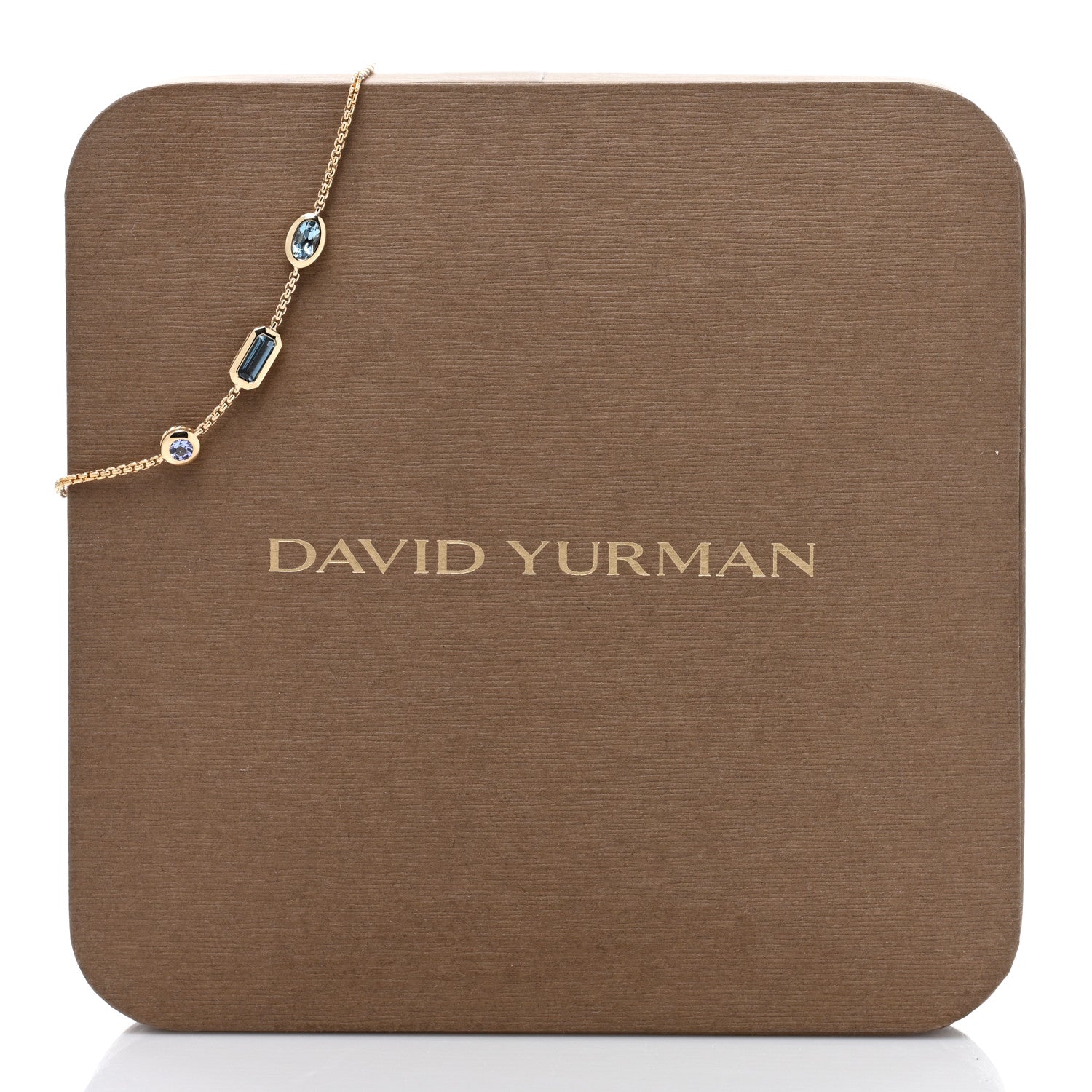 David Yurman DAVID YURMAN 18K Yellow Gold Hampton Blue Topaz Aquamarine Tanzanite Novella Chain Bracelet 4 of 4